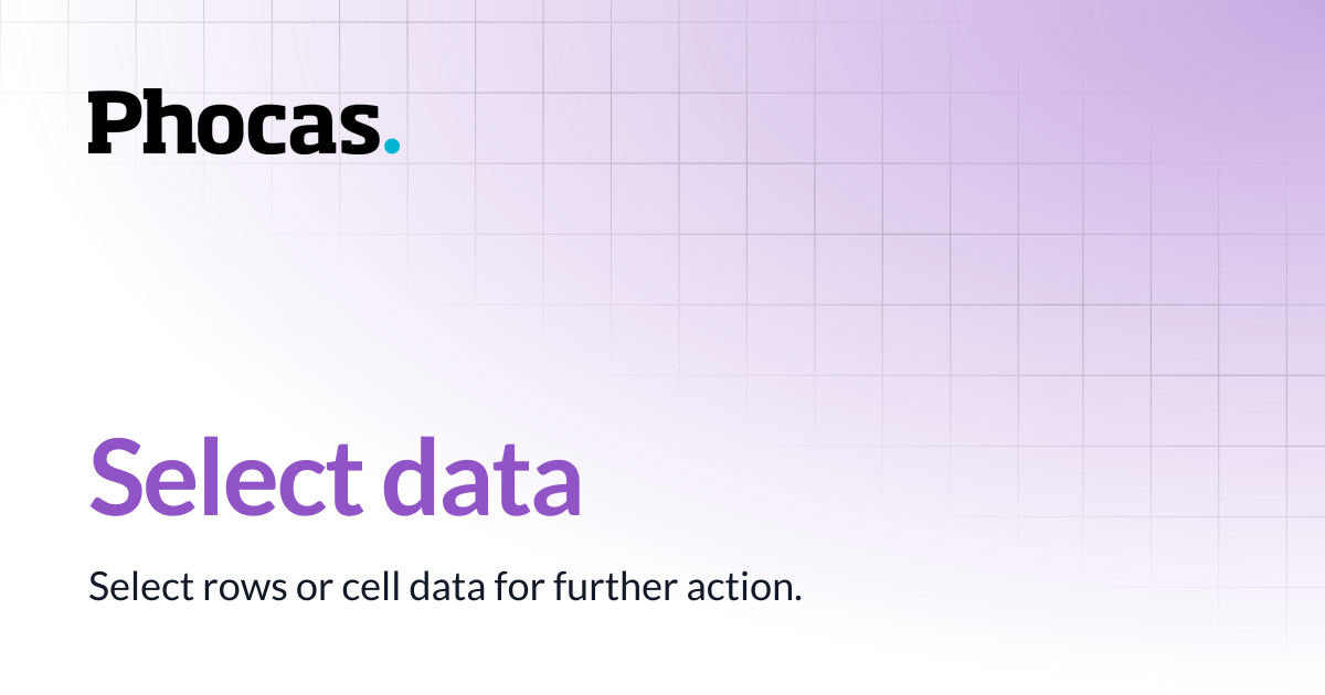 Select data | Analytics | User documentation