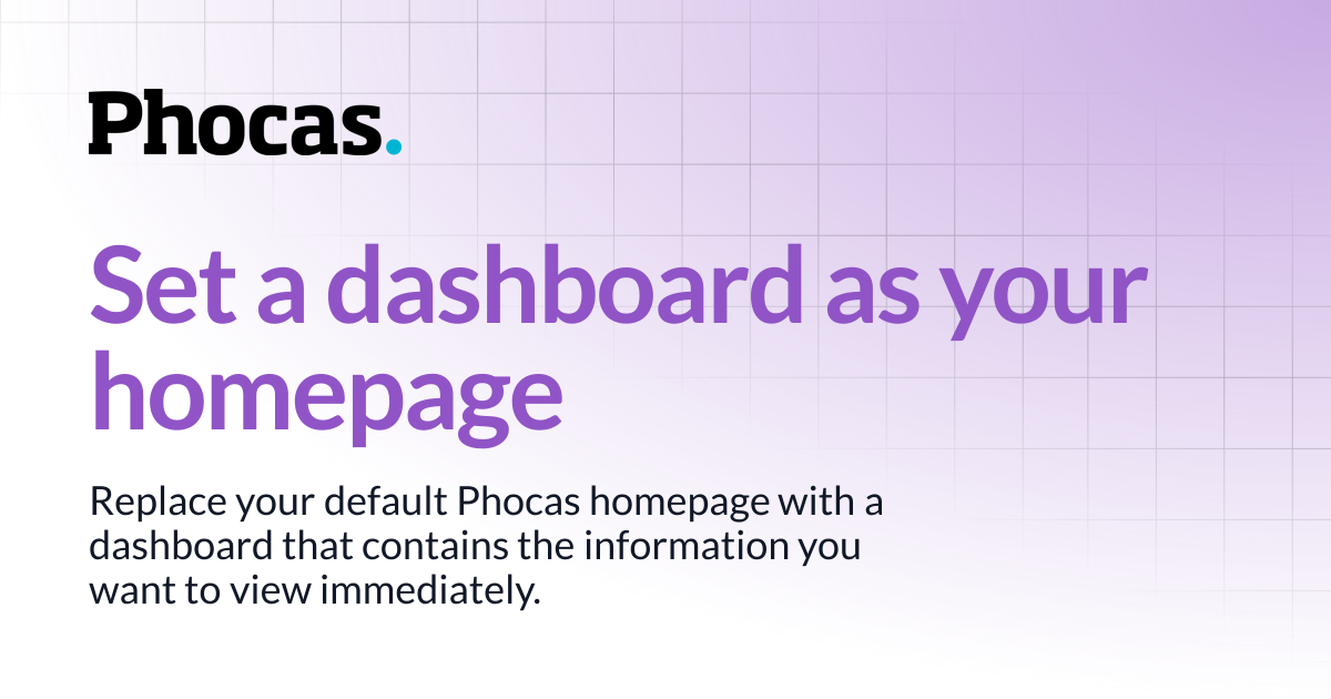 Set a dashboard as your homepage | Basics | User documentation