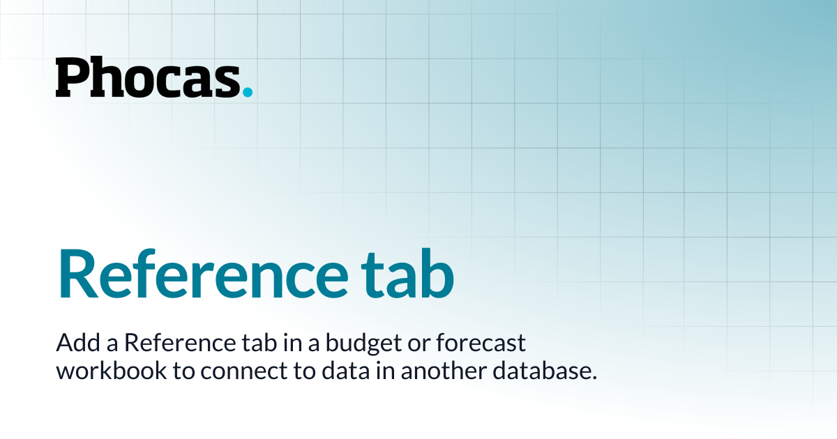 Reference tab | Budgets & Forecasts | User documentation