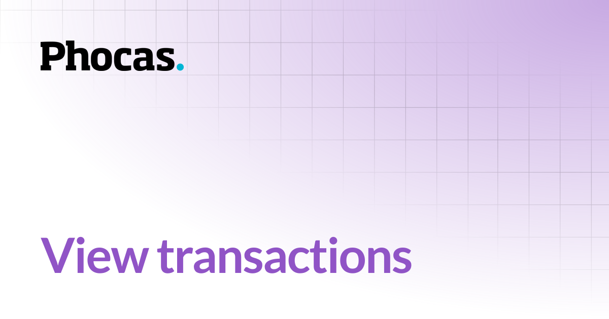 View transactions | Financial Statements | User documentation