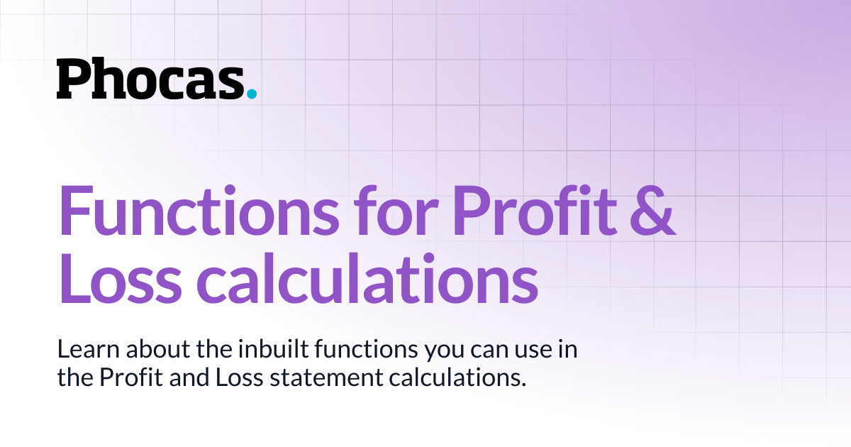 Functions for Profit & Loss calculations | Financial Statements | User ...